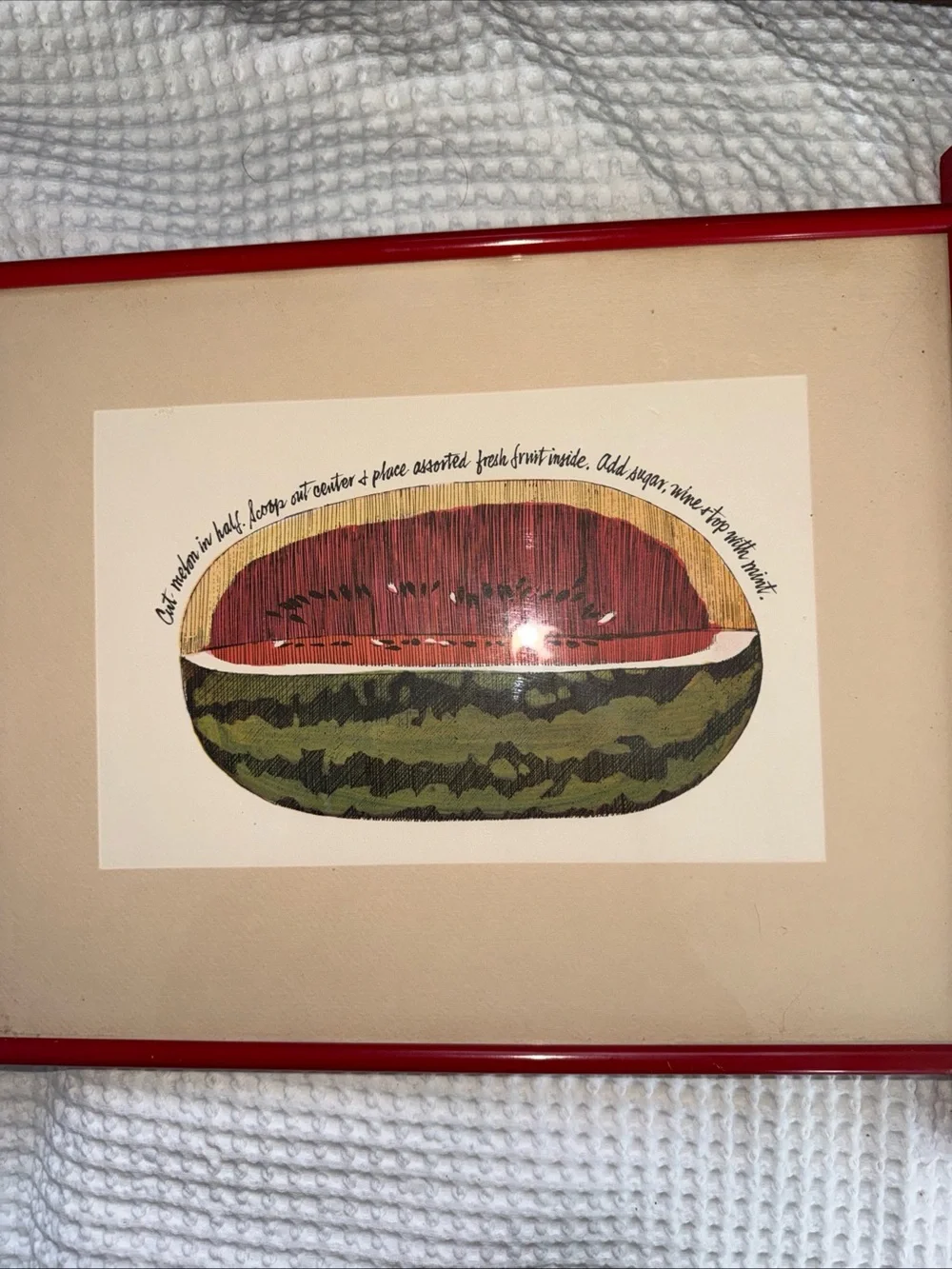 Red Framed Watermelon & Pepper Art 60’s/70’s Art Prints - Kitchen Wall Decor